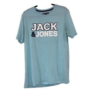 Jack & Jones Core Logo T-Shirt | Blue Graphic Tee Large Men’s Casual Basic